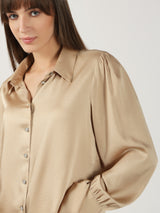 Women's Beige Casual Full Sleeves Shirt