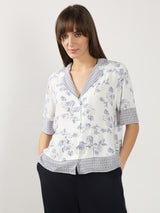 Women's White Printed Viscose Shirt