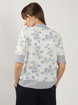 Women's White Printed Viscose Shirt