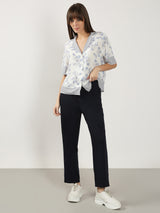 Women's White Printed Viscose Shirt