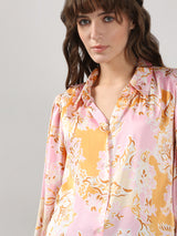 Women's Pink Floral Print Shirt