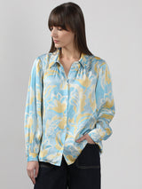 Women's Blue Printed Shirt