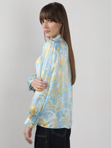 Women's Blue Printed Shirt