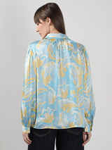 Women's Blue Printed Shirt