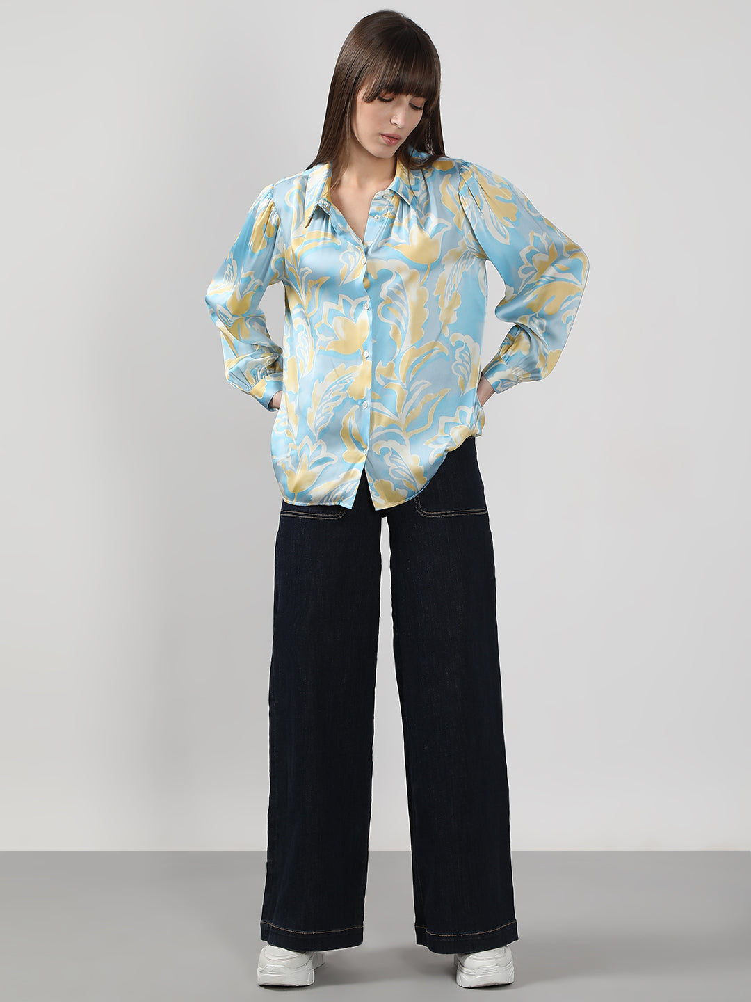 Women's Blue Printed Shirt