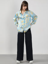 Women's Blue Printed Shirt