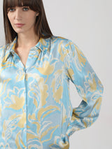 Women's Blue Printed Shirt