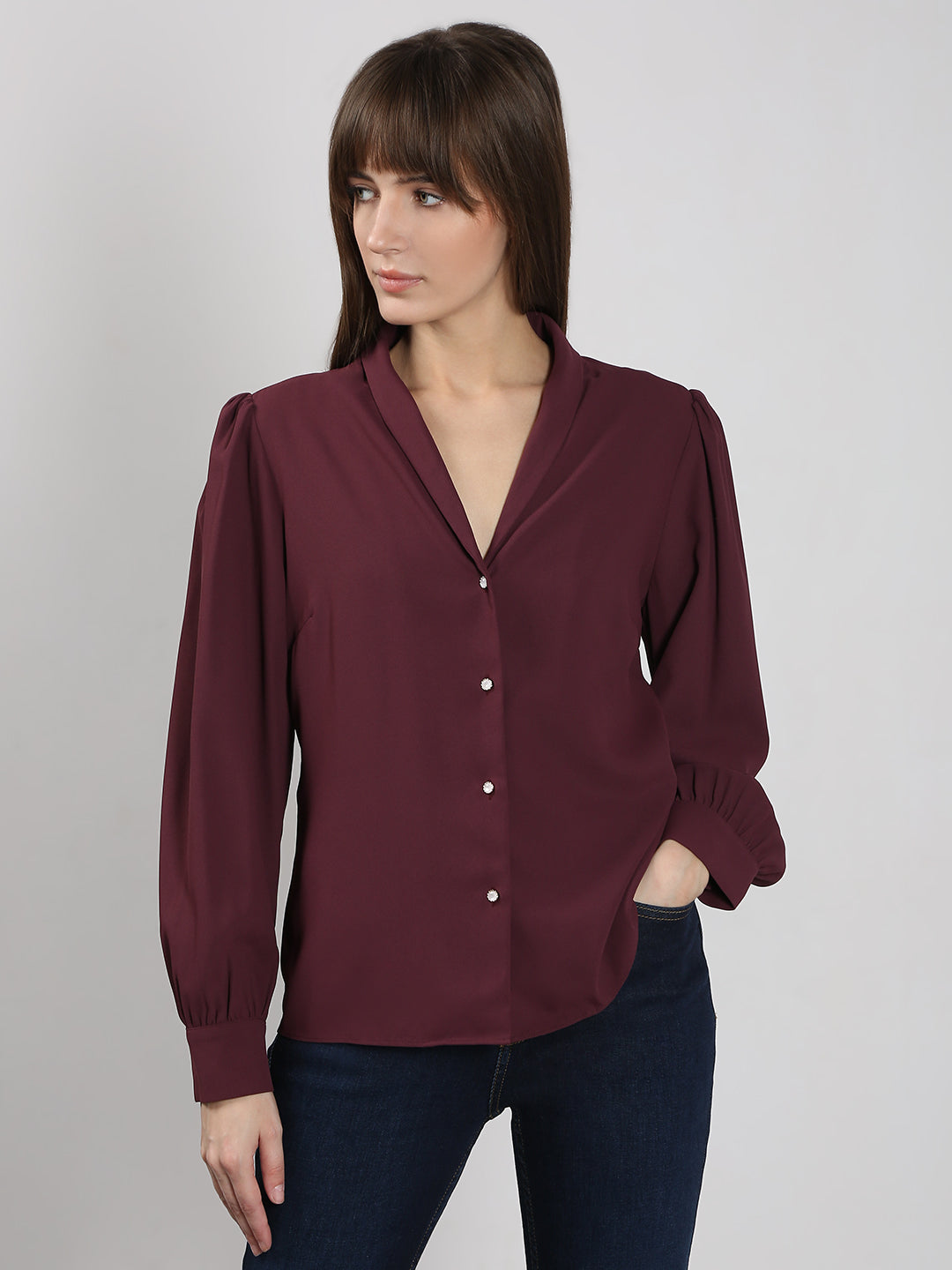 Women's Brown Collar Shirt