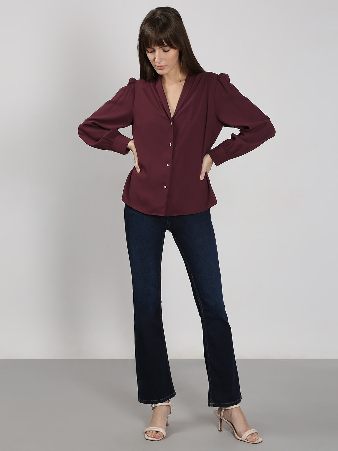 Women's Brown Collar Shirt