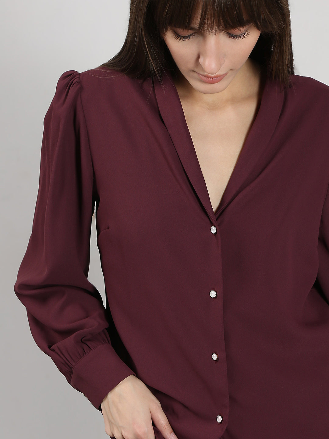 Women's Brown Collar Shirt