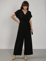 Women's Black V Neck Jumpsuit