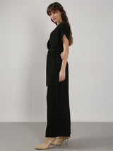 Women's Black V Neck Jumpsuit