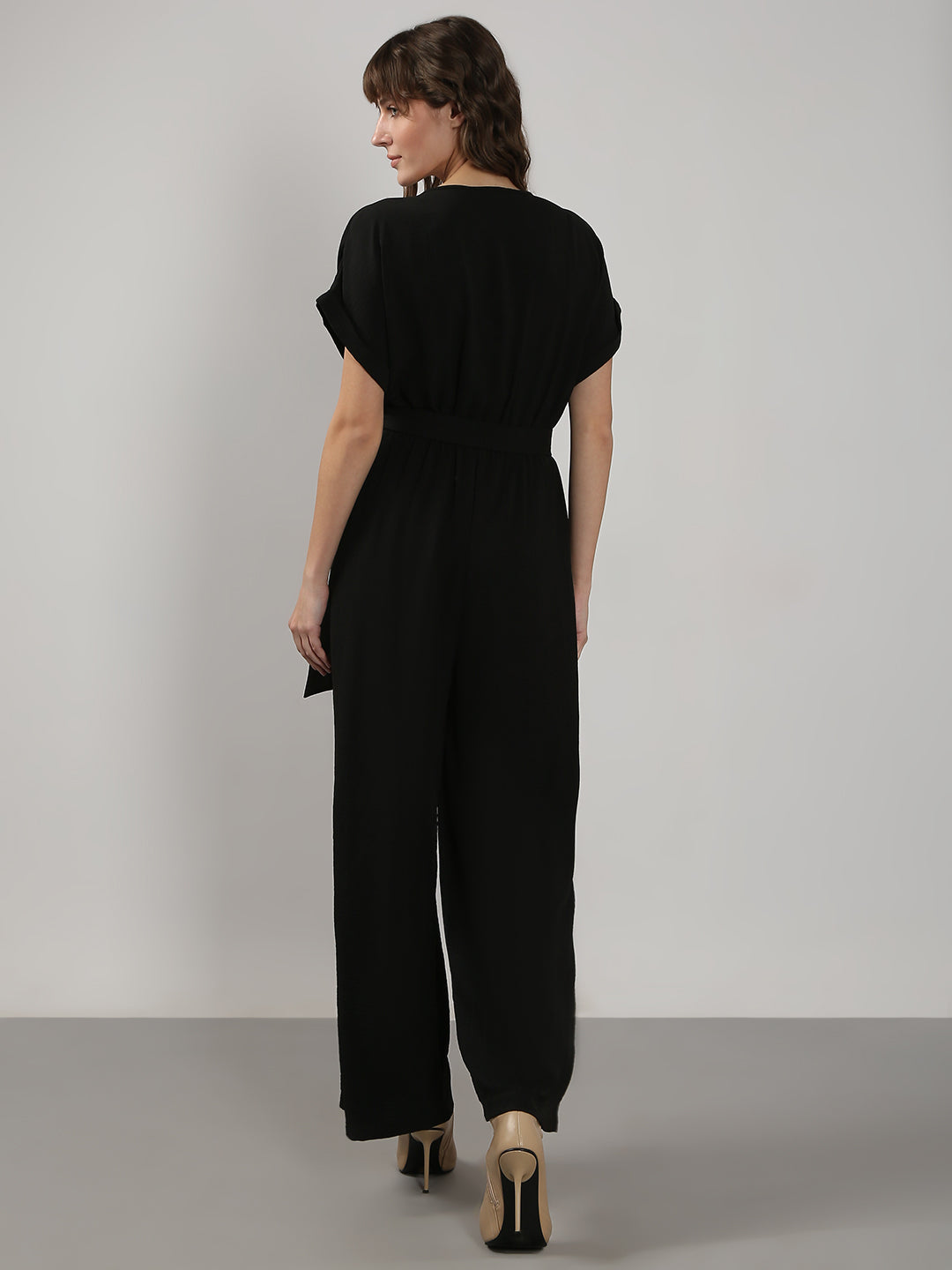 Women's Black V Neck Jumpsuit