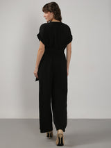 Women's Black V Neck Jumpsuit