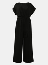 Women's Black V Neck Jumpsuit