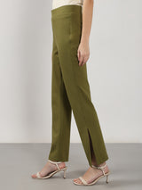 Women's Green High Rise Flared Pants