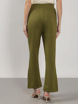 Women's Green High Rise Flared Pants