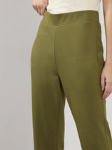 Women's Green High Rise Flared Pants