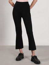 Women's Black High Rise Slide Slit Pants