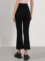 Women's Black High Rise Slide Slit Pants