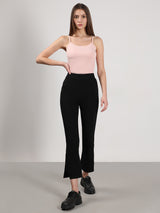 Women's Black High Rise Slide Slit Pants