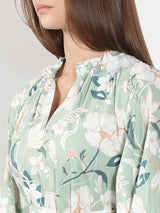 Women's Green Floral Cotton Midi Dress