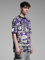 Men's Purple  Casual Oversized Fit Printed Half Sleeves Tshirt