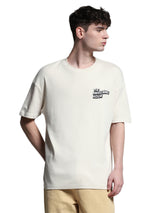Men's Mickey Collection Oversized Fit Beige Crew Neck Tshirt