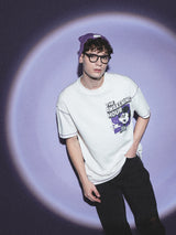 Men's Mickey Collection Oversized Fit White Crew Neck Tshirt