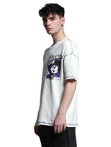 Men's Mickey Collection Oversized Fit White Crew Neck Tshirt