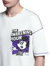 Men's Mickey Collection Oversized Fit White Crew Neck Tshirt