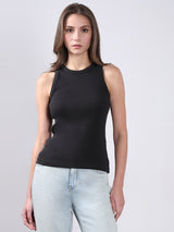 Women's Black Ribbed Tank Top