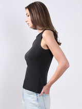 Women's Black Ribbed Tank Top