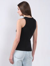 Women's Black Ribbed Tank Top