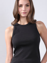 Women's Black Ribbed Tank Top