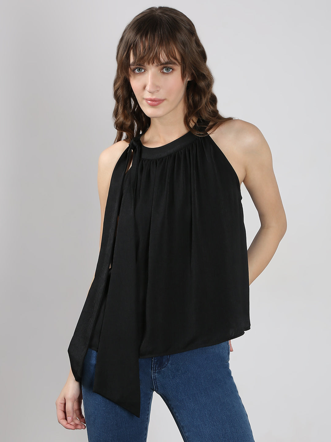 Women's Black Tie-Up Top