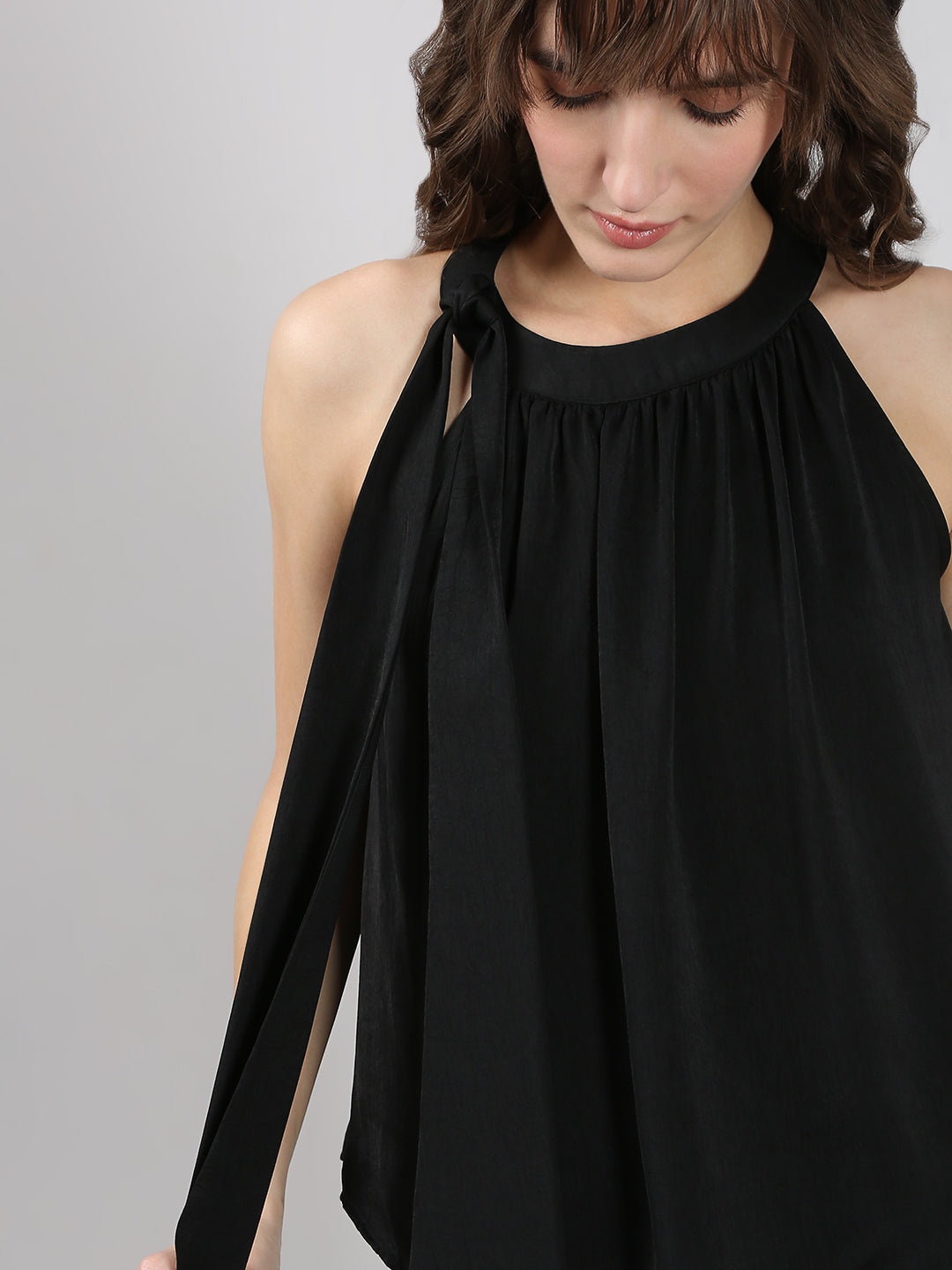 Women's Black Tie-Up Top
