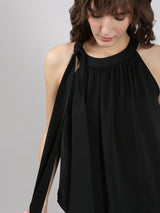 Women's Black Tie-Up Top
