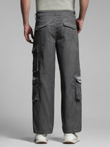 Men's Grey  Casual Regular Fit Solid  Cargo