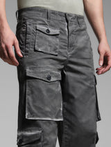 Men's Grey  Casual Regular Fit Solid  Cargo