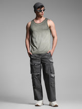 Men's Grey  Casual Regular Fit Solid  Cargo