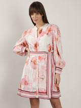 Women's White Floral Print Shirt Dress