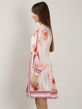 Women's White Floral Print Shirt Dress