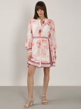 Women's White Floral Print Shirt Dress