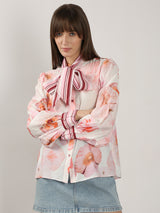 Women's White Floral Print Shirt