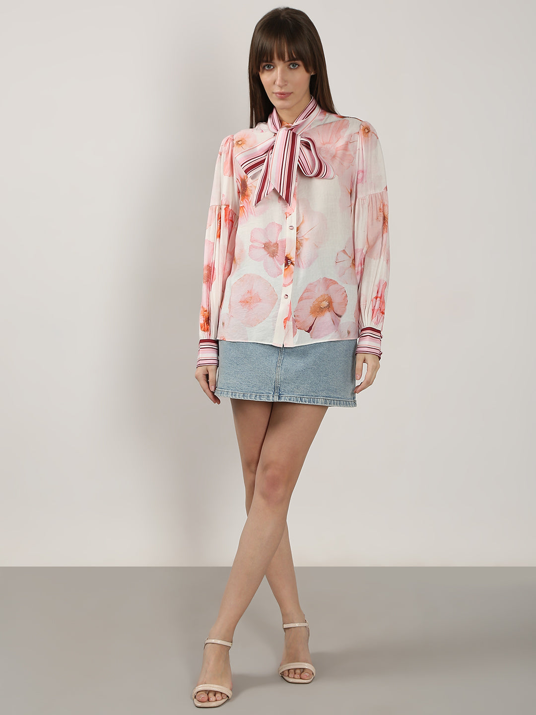 Women's White Floral Print Shirt