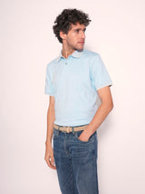 Men's Blue Casual Slim Fit Solid Short Sleeve Polo Tshirt