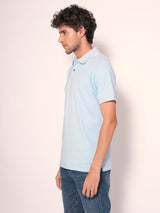 Men's Blue Casual Slim Fit Solid Short Sleeve Polo Tshirt