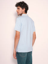 Men's Blue Casual Slim Fit Solid Short Sleeve Polo Tshirt