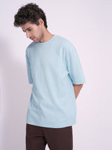 Men's Blue Casual Regular Fit Solid Short Sleeve Tshirt